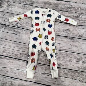 Hanna Andersson Organic Cream Sleeper With Animal Faces Unisex Size 12-18 Months